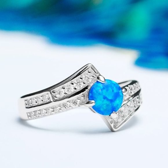 Blue Opal ring, size 7, 925 Sterling Silver Charmed Aroma - Picture 12 of 13